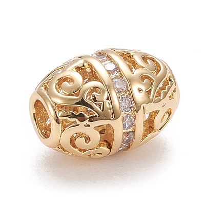 Brass Micro Pave Clear Cubic Zirconia Beads X-KK-K243-12G-1
