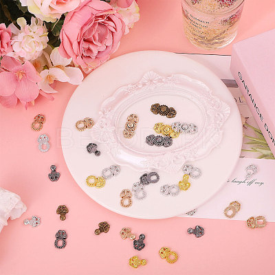 50Pcs 5 Colors Flower Alloy Snap Lock Clasps FIND-GL0002-03-1