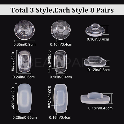 24 Sets 3 Style Silicone Eyeglass Nose Pads FIND-GF0004-33-1