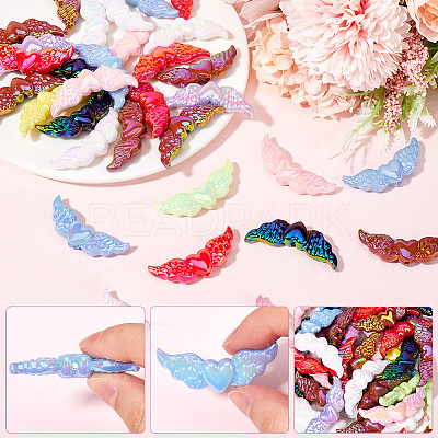 50pcs UV Plating Opaque Acrylic Beads MACR-SP0001-13-1