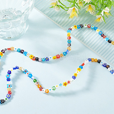2 Strands Handmade Millefiori Glass Bead LAMP-GO0001-16-1
