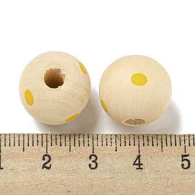 Printed Wood European Beads WOOD-G022-18F-1