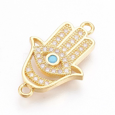Brass Micro Pave Cubic Zirconia Links X-ZIRC-O026-18G-NR-1