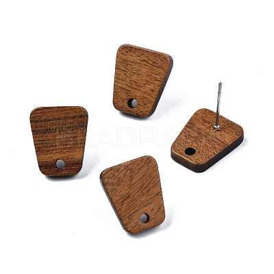 Walnut Wood Stud Earring Findings MAK-N032-017-1