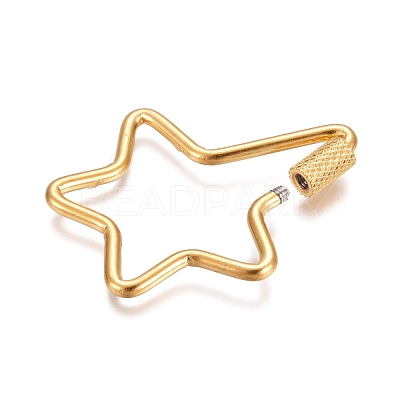 304 Stainless Steel Screw Carabiner Lock Charms STAS-K192-05G-1