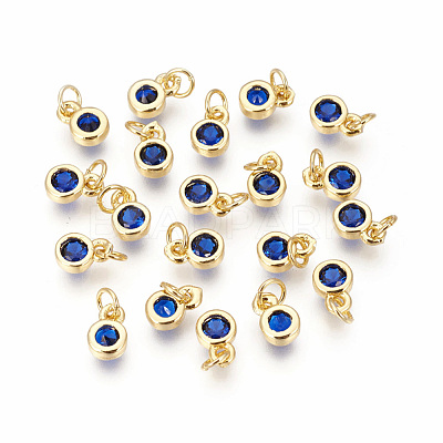 Brass with Single Cubic Zirconia Charms ZIRC-F095-03G-06-1