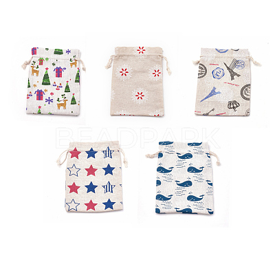Polycotton(Polyester Cotton) Packing Pouches Drawstring Bags ABAG-S003-02-M-1