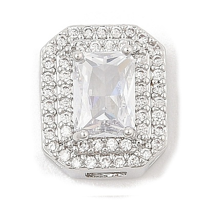 Brass Micro Pave Cubic Zirconia Slide Charms ZIRC-I068-09P-1