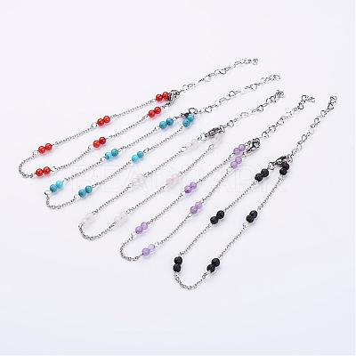304 Stainless Steel Chain Anklets AJEW-AN00170-1