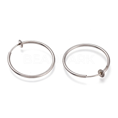 Tarnish Resistant 304 Stainless Steel Retractable Clip-on Hoop Earrings STAS-O135-01G-1