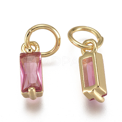 Brass Micro Pave Cubic Zirconia Charms ZIRC-F111-03G-02-1