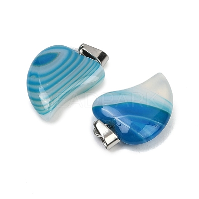 Dyed Natural Banded Agate Heart Pendant Necklaces NJEW-G166-01C-1