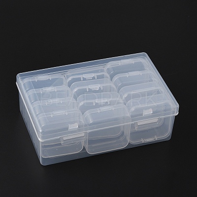 12Pcs Square Plastic Organizer Beads Storage Containers CON-YW0001-35-1