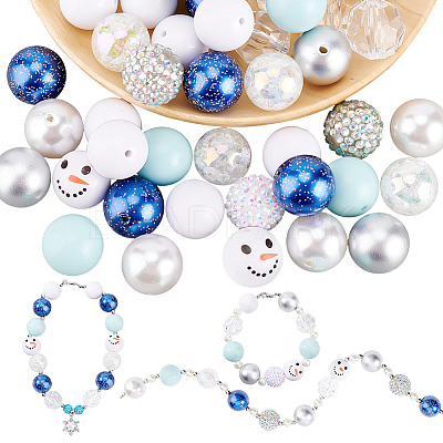 1 Set Mixed Style Acrylic Round Beads Sets SACR-PH0001-52G-1