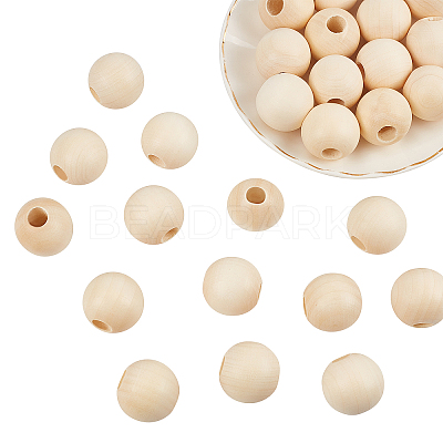 Unfinished Natural Wood Beads WOOD-PH0009-03-1