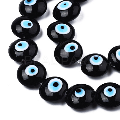 Handmade Evil Eye Lampwork Beads Strands LAMP-N029-009B-1