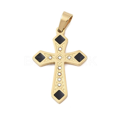 Ion Plating(IP) 304 Stainless Steel Enamel Rhinestone Pendants STAS-Q325-05J-G-1