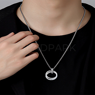 2Pcs 304 Stainless Steel Interlocking Ring Pendants STAS-LP0002-84P-1