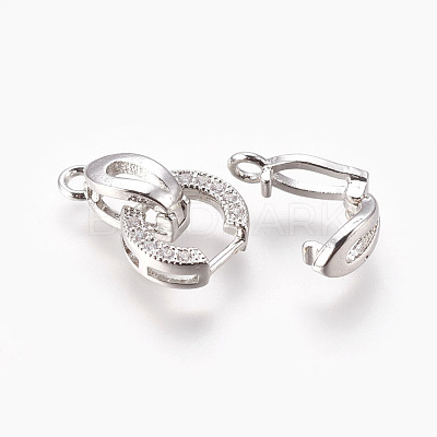 Brass Micro Pave Cubic Zirconia Fold Over Clasps KK-P164-12-1