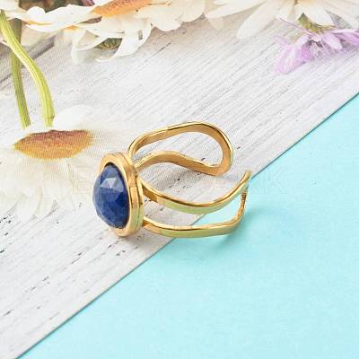 Natural Mixed Gemstone Cuff Ring RJEW-JR00365-1
