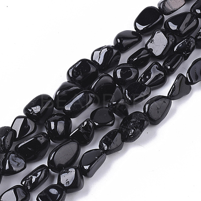 Natural Black Tourmaline Beads Strands G-S363-027-1