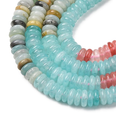 Cherry Quartz Glass & Natural Flower Amazonite & Dyed White Jade Beads Strands G-H333-02E-1
