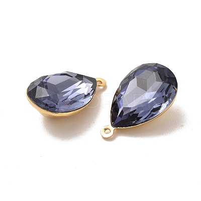 Real 18K Gold Plated Brass with Glass Pendants KK-177-22G-06-1
