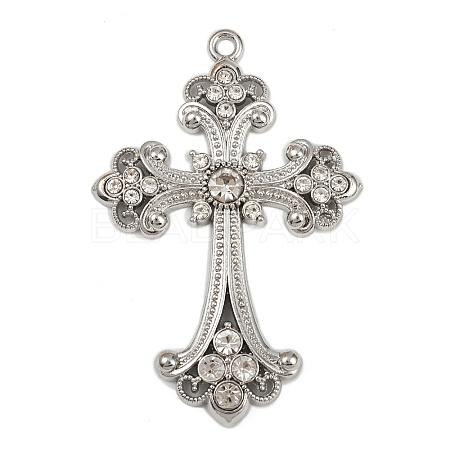 Alloy Rhinestone Cross Big Pendants ALRI-1475-P-RS-1