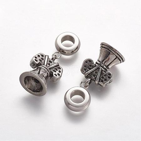 304 Stainless Steel European Dangle Charms STAS-F058-07-1