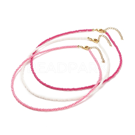 3Pcs Glass Seed Beaded Necklaces Set NJEW-JN03827-02-1