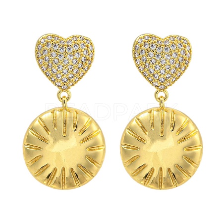Rack Plating Brass Micro Pave Clear Cubic Zirconia Stud Earrings EJEW-I313-15B-G-1