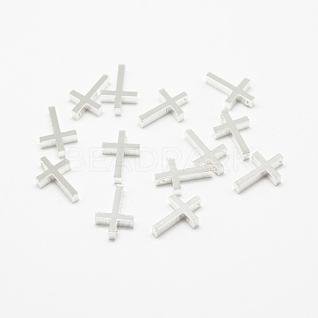 Brass Tiny Cross Charms KK-F718-08S-1