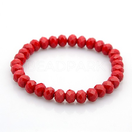 Glass Rondelle Beads Stretch Bracelets X-BJEW-F073-06-1