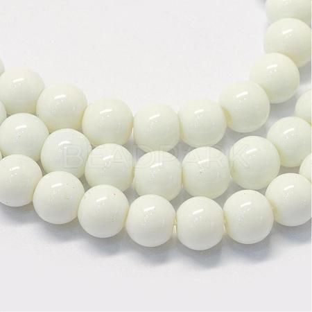 Baking Paint Glass Round Bead Strands DGLA-Q020-6mm-01-1