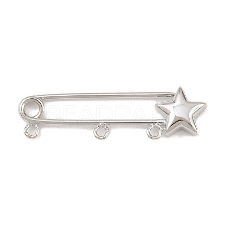 Star Brass Brooch Findings KK-Z132-01P-02-1