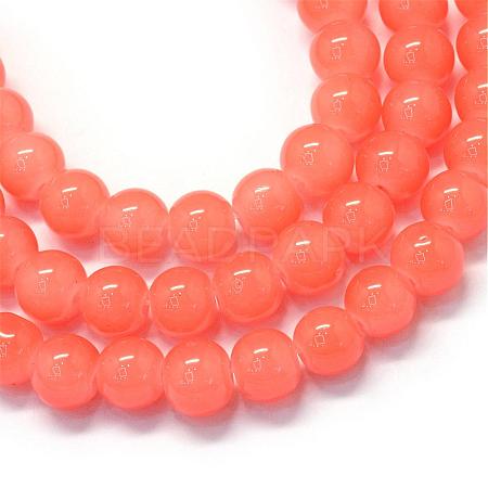 Baking Paint Imitation Jade Glass Round Bead Strands DGLA-Q021-6mm-31-1