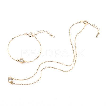 Brass Cubic Zirconia Charm Bracelets & Necklaces Sets SJEW-JS01175-1