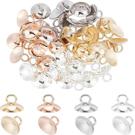 30Pcs 3 Style 201 Stainless Steel and 10Pcs 304 Stainless Steel Bead Cap Pendant Bails STAS-UN0029-64-1
