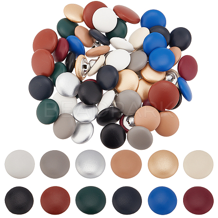 BENECREAT 72Pcs 12 Colors 1-Hole PU Leather Buttons DIY-BC0006-43-1