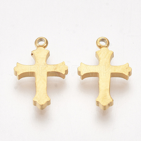 Ion Plating(IP) 304 Stainless Steel Tiny Cross Charms STAS-S107-33G-1