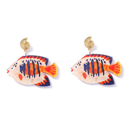 Ocean Acrylic & Alloy Dangle Earrings for Women WG27996-02-1