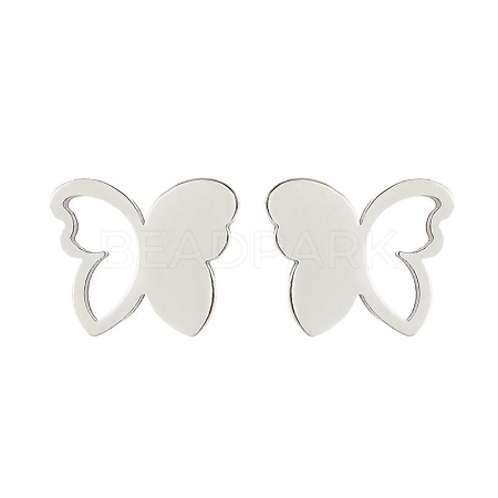 Non-Tarnish 304 Stainless Steel Hollow Out Butterfly Stud Earrings EJEW-PW0002-08P-1