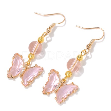 Natural Rose Quartz Dangle Earrings PW-WGAD11F-01-1