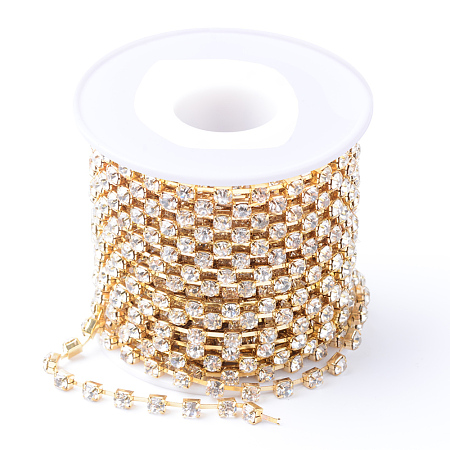 Brass Rhinestone Strass Chains CHC-T002-SS12-01C-1