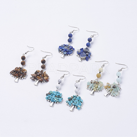 Natural & Synthetic Gemstone Dangle Earrings EJEW-JE02633-1