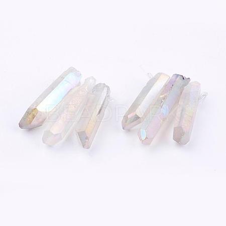 Electroplated Natural Quartz Crystal Graduated Beads Strands G-P315-A10-1