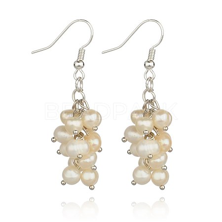 Cascading Pearl Beaded Earrings EJEW-JE00949-01-1