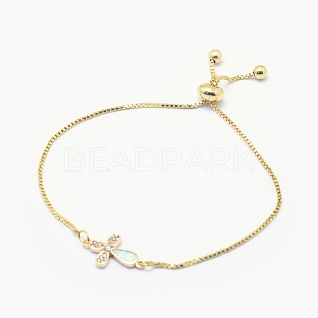 Adjustable Brass Synthetic Opal Bolo Bracelets BJEW-O165-11G-1