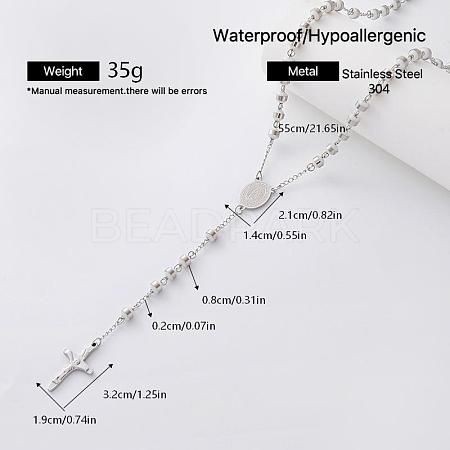 Vintage 304 Stainless Steel Rosary Bead Necklaces SM6488-2-1