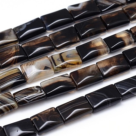 Natural Striped Agate/Banded Agate Rectangle Bead Strands G-M207-01-1